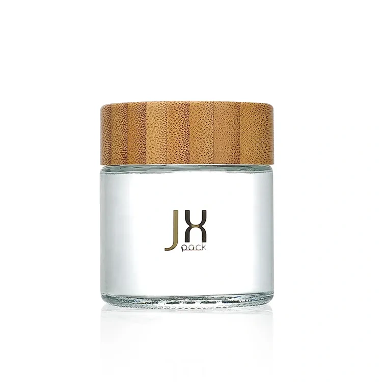 90ml 110ml glass storage dry flower jars airtight smell proof custom logo child proof bamboo lid glass jar