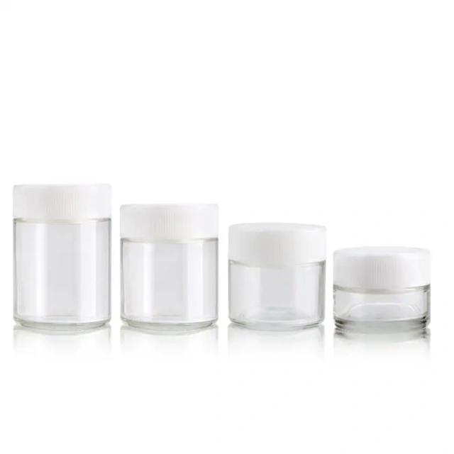 Flower child resistant glass jar clear glass jars with smell proof lids