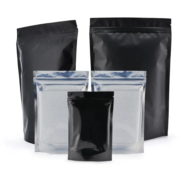 custom silver resealable zipper food packaging bags stand up pouch custom flower packaging plastic bag
