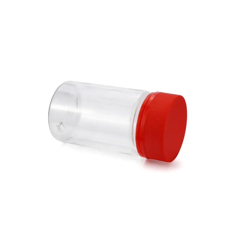 Custom empty container child resistant dark big mouth round stash PET plastic jar with childproof lid