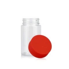 Custom empty container child resistant dark big mouth round stash PET plastic jar with childproof lid