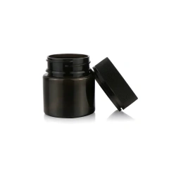 Custom empty container child resistant dark big mouth round stash PET plastic jar with childproof lid