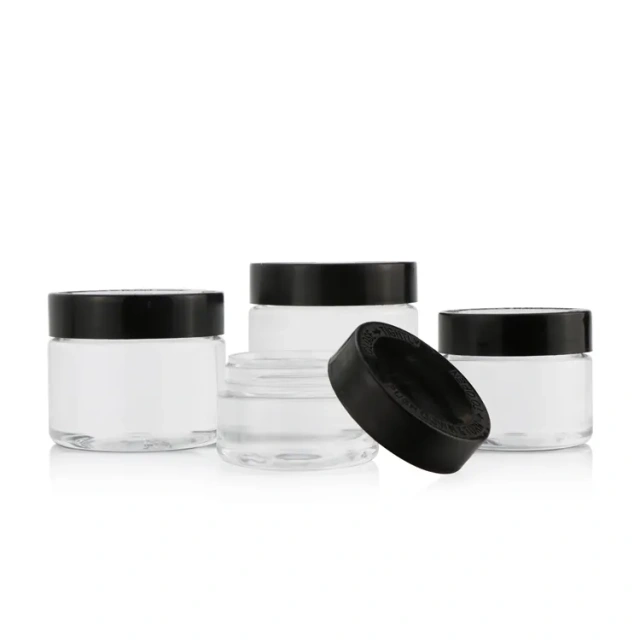 Customized empty airtight child proof container round stash plastic jar with with CRC lid