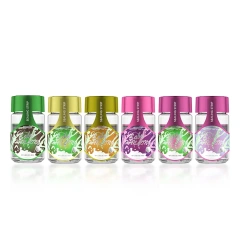 Custom Logo Sticker 5 Pack Pre Packaging Baby Proof Glass Bottle Child Resistant Packaging Bottle Flower Stash Jar