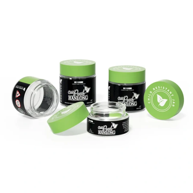 Custom Smell Proof 1oz 2oz 3oz 4oz Empty Flower Storage Jar Container Wide Mouth Airtight Custom Label Child Resistant Glass Jar