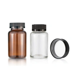 Hot sale child resistant amber glass jar 30g 60g 100g pill jars glass bottle with CRC cap 1 buyer