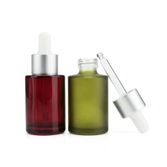 Wholesale matt green glass hair oil empty bottles dropper packaging with silver white black dropper