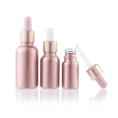 High quality electroplated glass dropper bottle pink coated glass dropper essential oil bottles