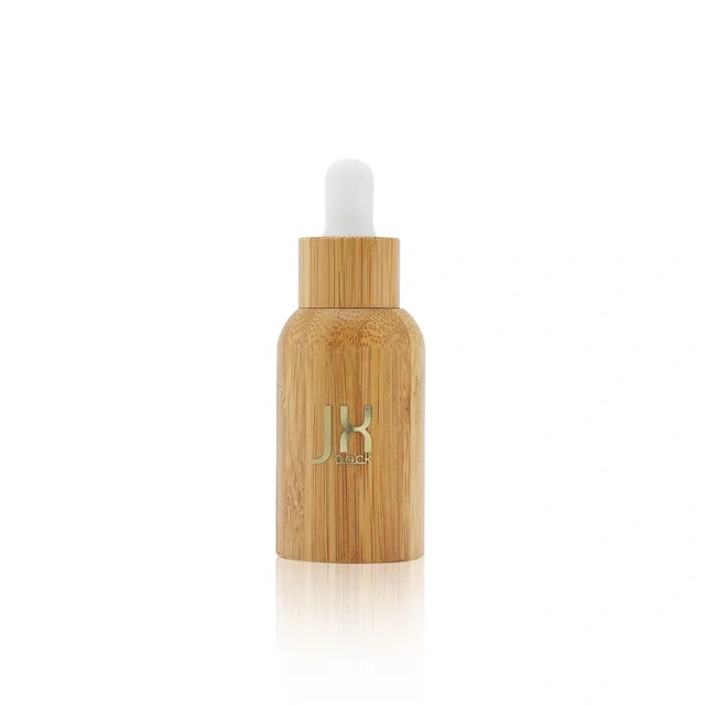 Unique Cosmetic Packaging Luxury Bamboo Glass Essential Oil Dropper Bottles with Bamboo Lid