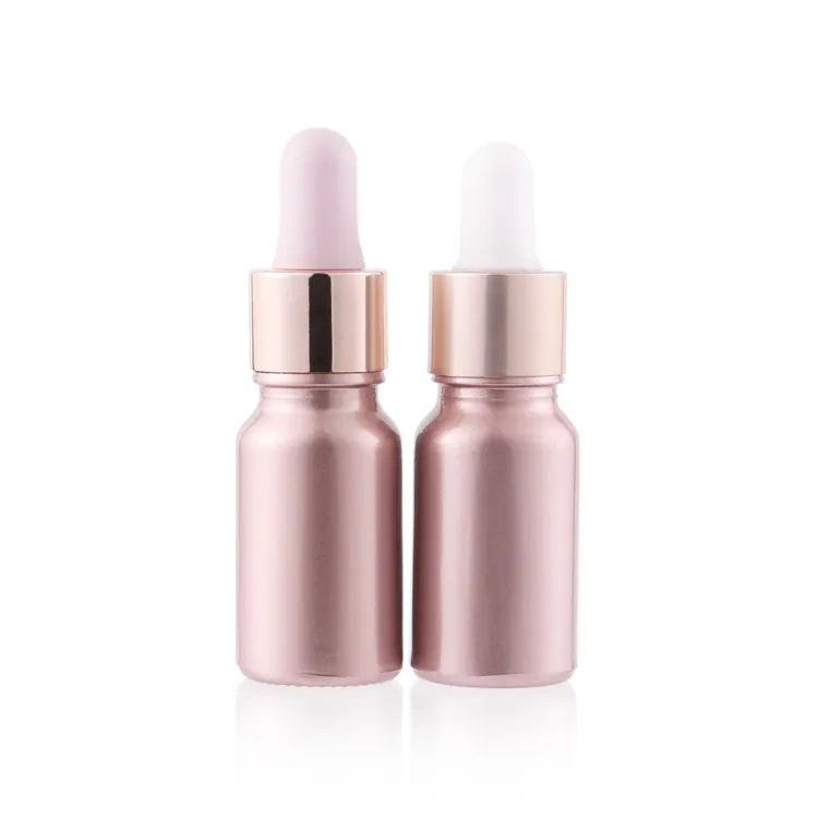 High quality electroplated glass dropper bottle pink coated glass dropper essential oil bottles