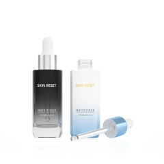 OEM Recyclable thick bottom glass bottle square shape 30ml serum perfume glass essential oils dropper bottle