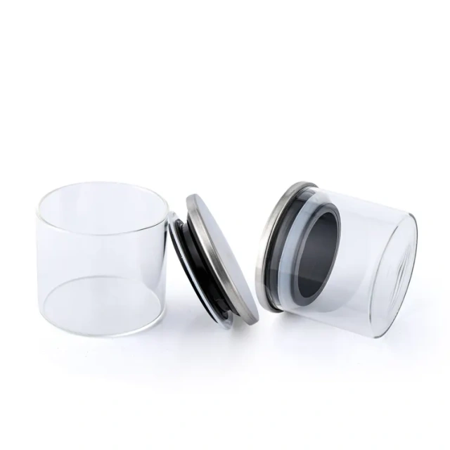 Eco-friendly clear high borosilicate glass bottle food storage container airtight jar for tea