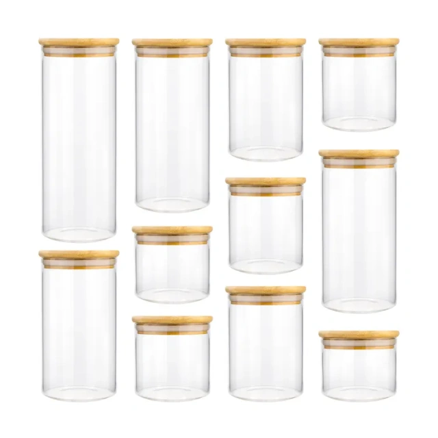 Eco-friendly clear high borosilicate glass bottle food storage container airtight jar for tea