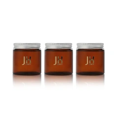 Luxury clear amber brown glass jar cookie tea packaging food grade jar with aluminum lids containers