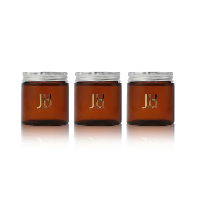 Luxury clear amber brown glass jar cookie tea packaging food grade jar with aluminum lids containers