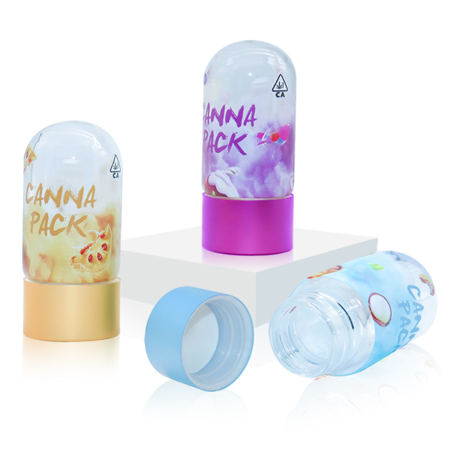 Hot Sale 2g 3.5g emboss logo rolling infused packaging 5 pack child resistant glass jars pre packaging with child resistant lid