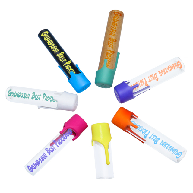 king size 98mm 110mm tube container child proof silicone cap glass tube for prerolls