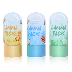 Custom 1g 2.5g 5 Pack Dry Flower Child Resistant Glass Bottle 40ml Airtight Round Flower Storage Childproof Cap Glass Bottle