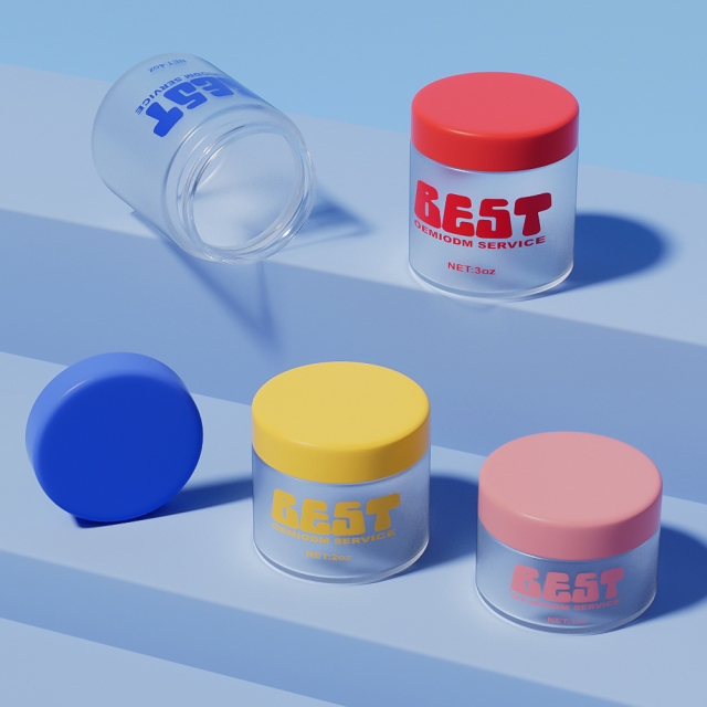 Marijuana jars Jar Empty Clear Round Flower Containers Childproof Child Resistant Glass Jar with Cr Cap for cannabis flower jar