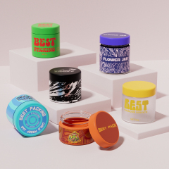 Marijuana jars Jar Empty Clear Round Flower Containers Childproof Child Resistant Glass Jar with Cr Cap for cannabis flower jar