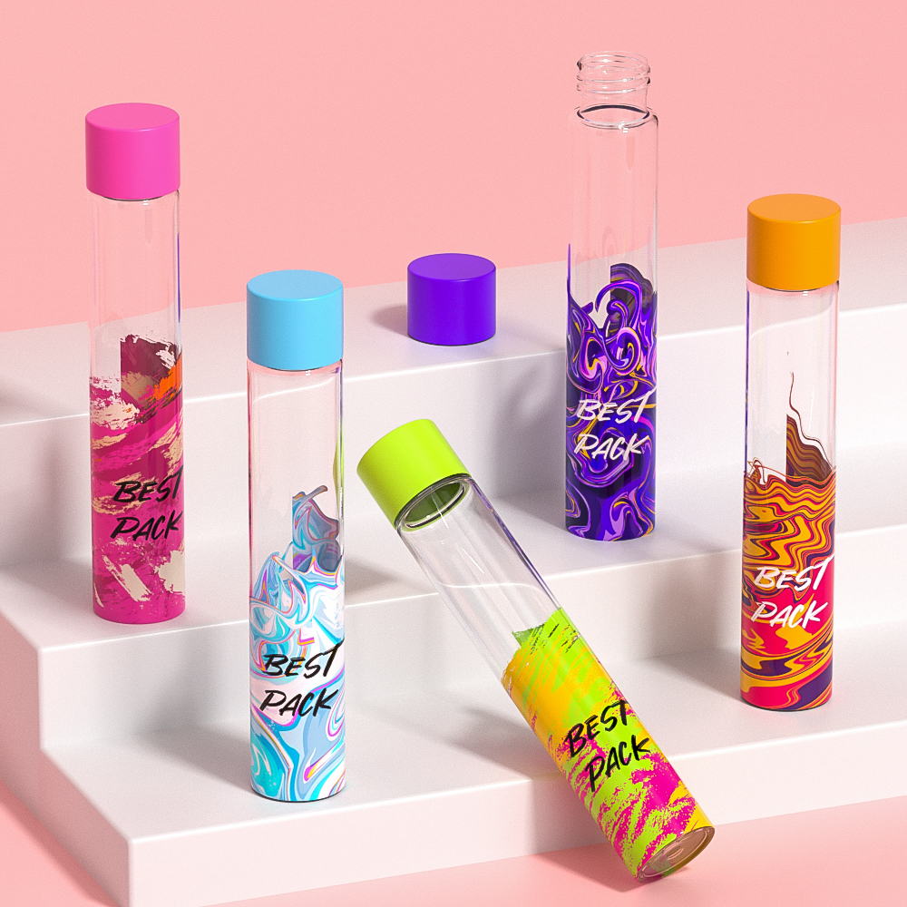 wholesale glass Pre Roll Tube with Child Resistant Cap packaging cannabis jar packaging
