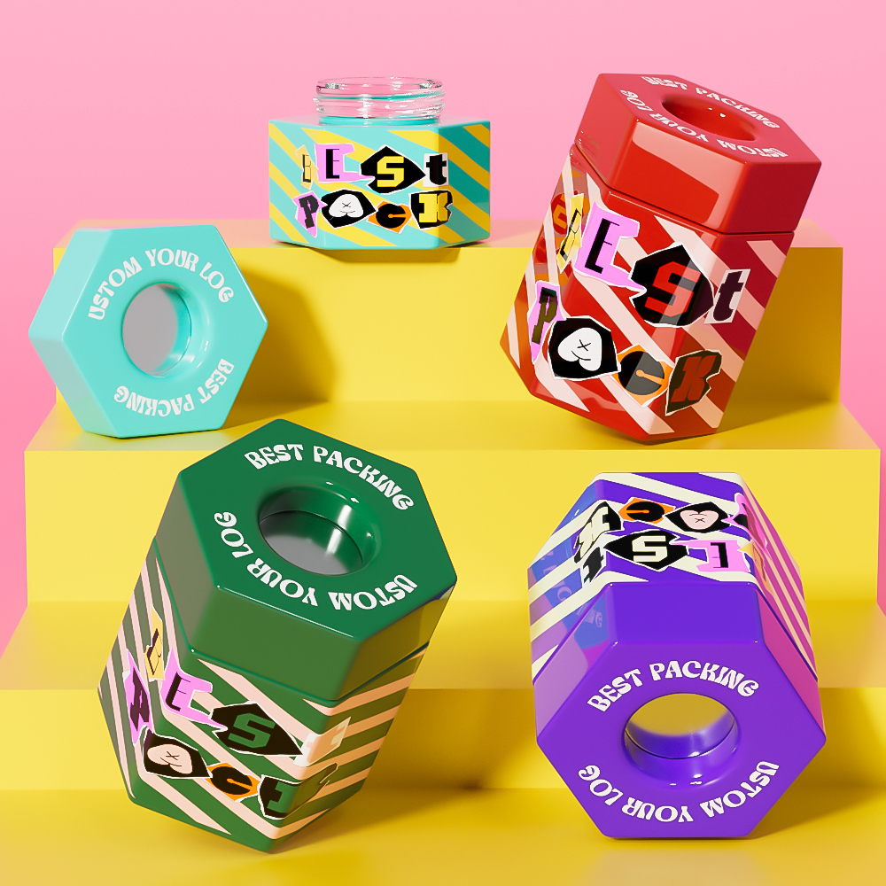 Best Cannabis Storage Can Wholesale Customization Exclusive Color Exclusive Size pop vac hexagon jar