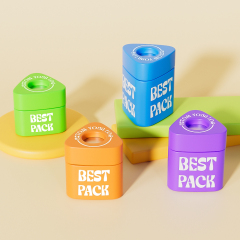 Cannabis packaging bottles, pop vac triangle jar with child proof lids, factory wholesale