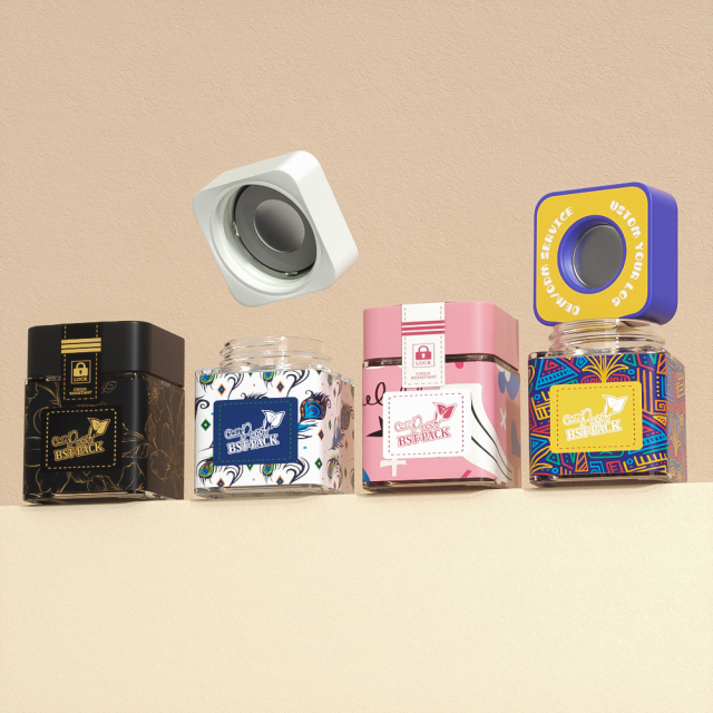 1g 3.5g Flower Cube Square cannabis flower Glass Jars pop vac jar with Lid glass jar cosmetic packaging