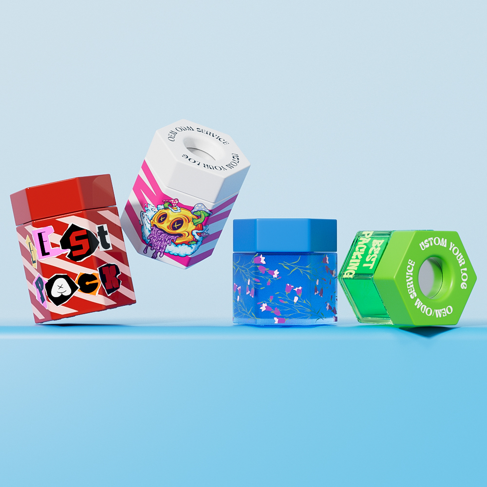 Best Cannabis Storage Can Wholesale Customization Exclusive Color Exclusive Size pop vac hexagon jar