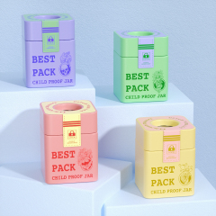 Customized logo pop vac jar food storage tins hemp vase with customized capacity cannabis flower jar