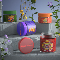 Custom Clear Glass Jar with Childproof Cap cannabis flower jar wholesale glass jars