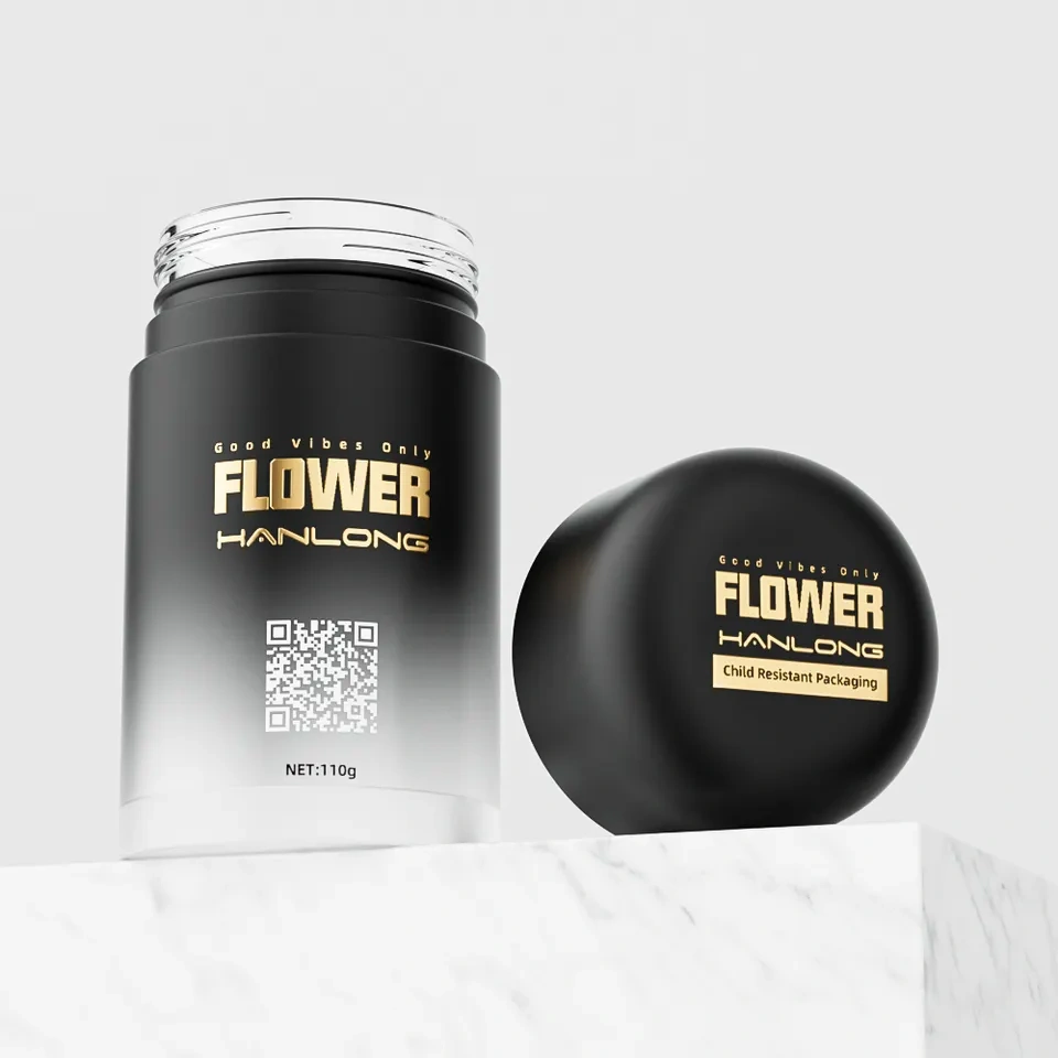 1oz 2oz 3oz 4oz Smell Proof Flower Storage Clear Window Glass Jar Container With Child Resistant Lid