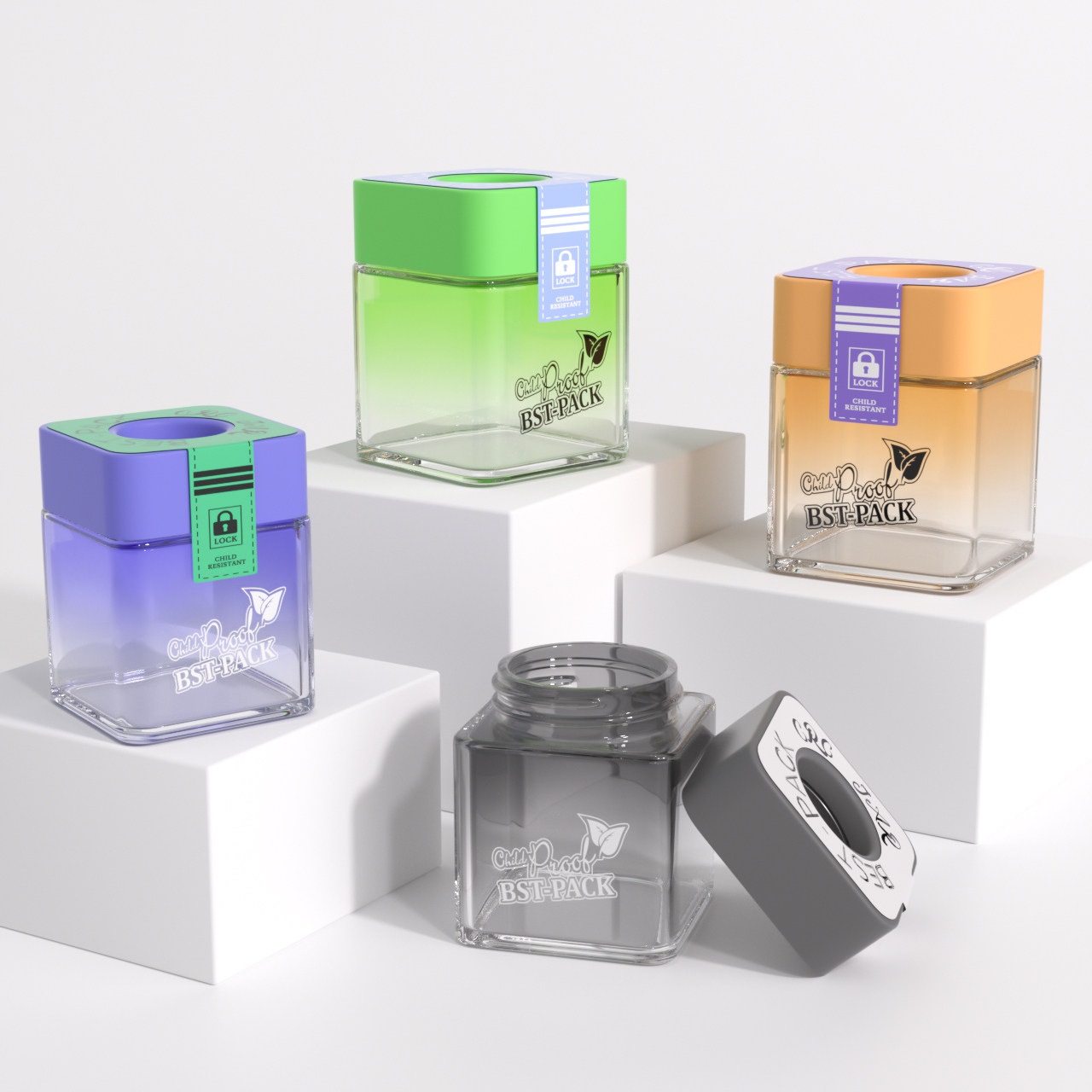Pop-Vac labels Jars Glass Jars 3ml 5ml 7ml 9ml concentrate cbd oil dropper custom popvac jar