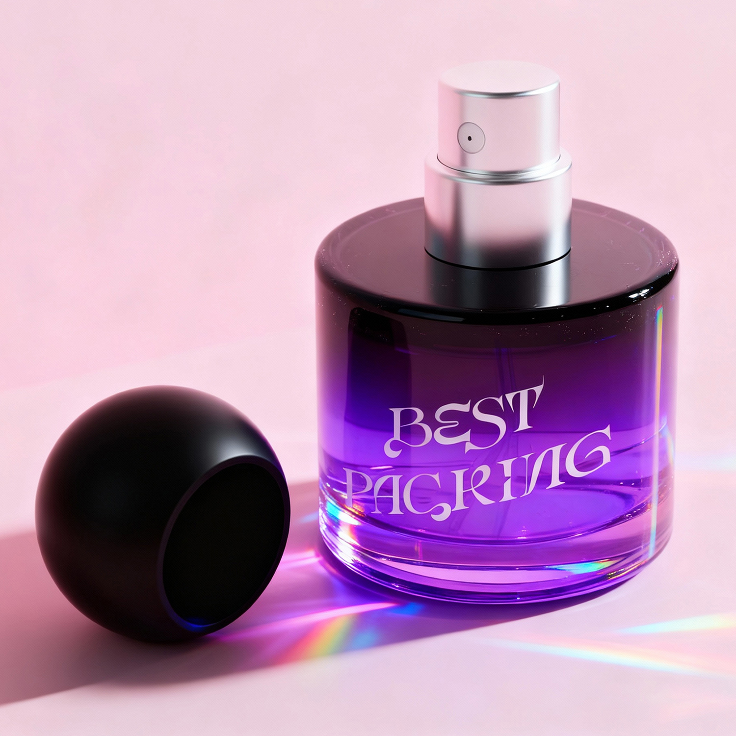 A pure fragrance container that is transparent and visible