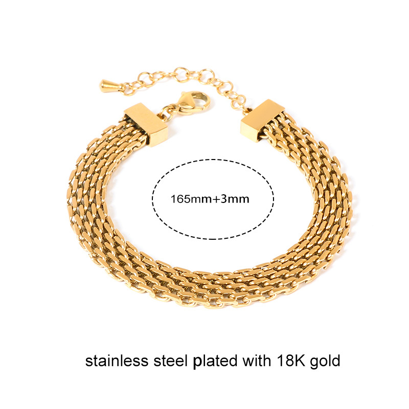 Chunky Braided Stainless Steel Bracelet in Gold and Silver Tones