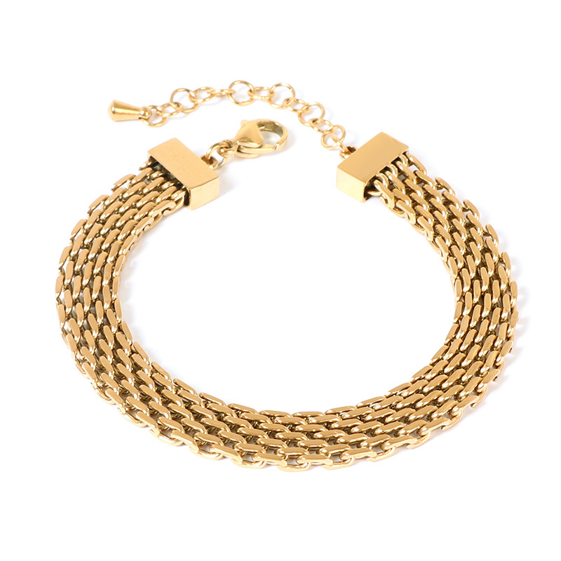 Chunky Braided Stainless Steel Bracelet in Gold and Silver Tones