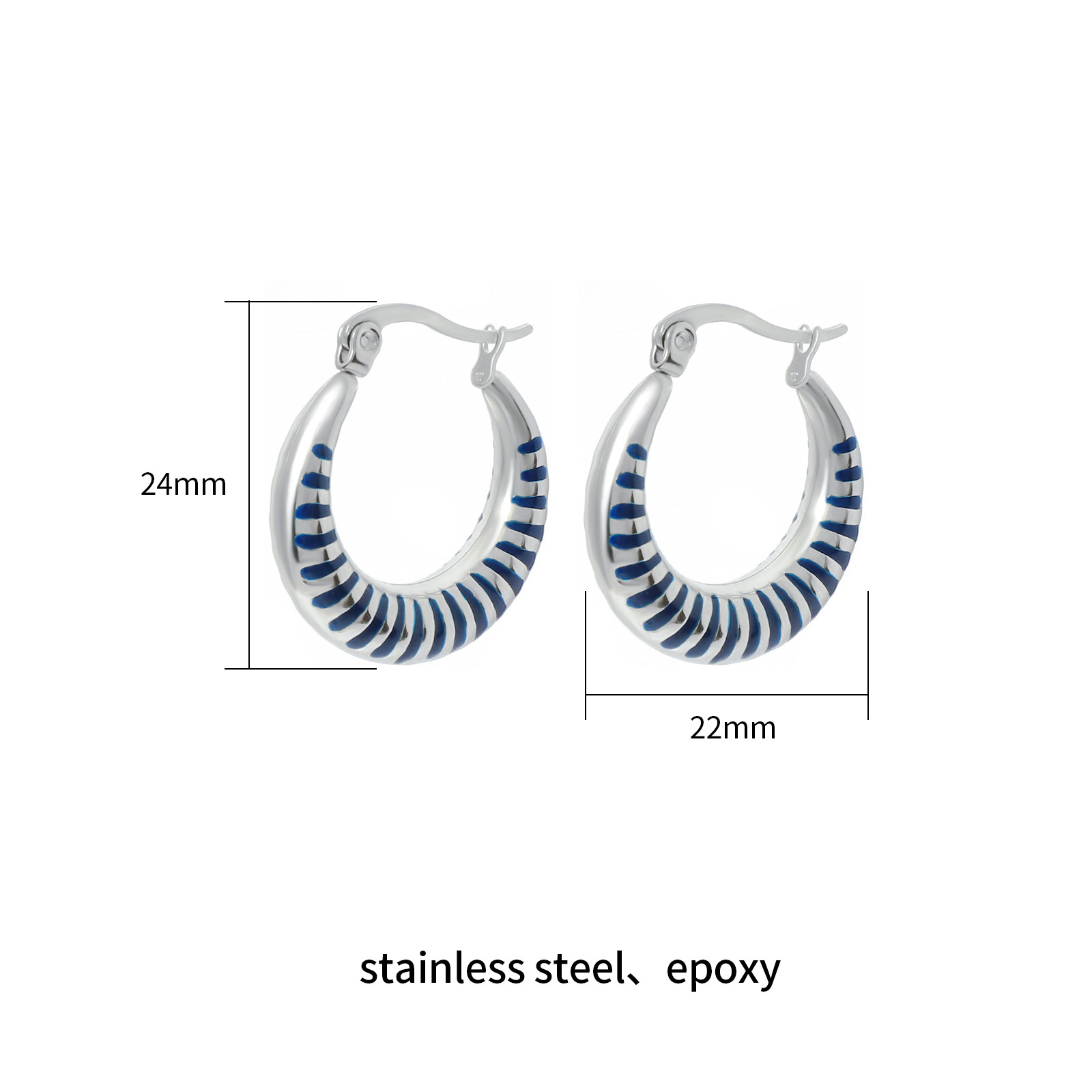Modern Design Striped Enamel Hoop Earrings