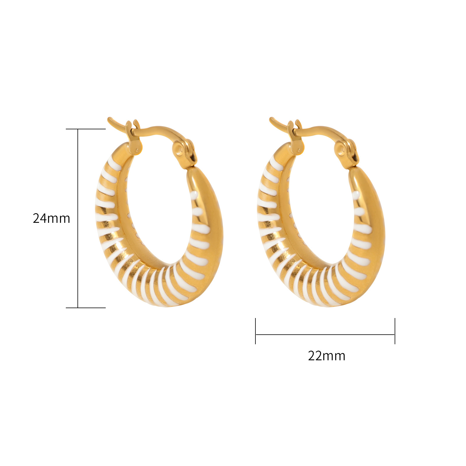 Modern Design Striped Enamel Hoop Earrings