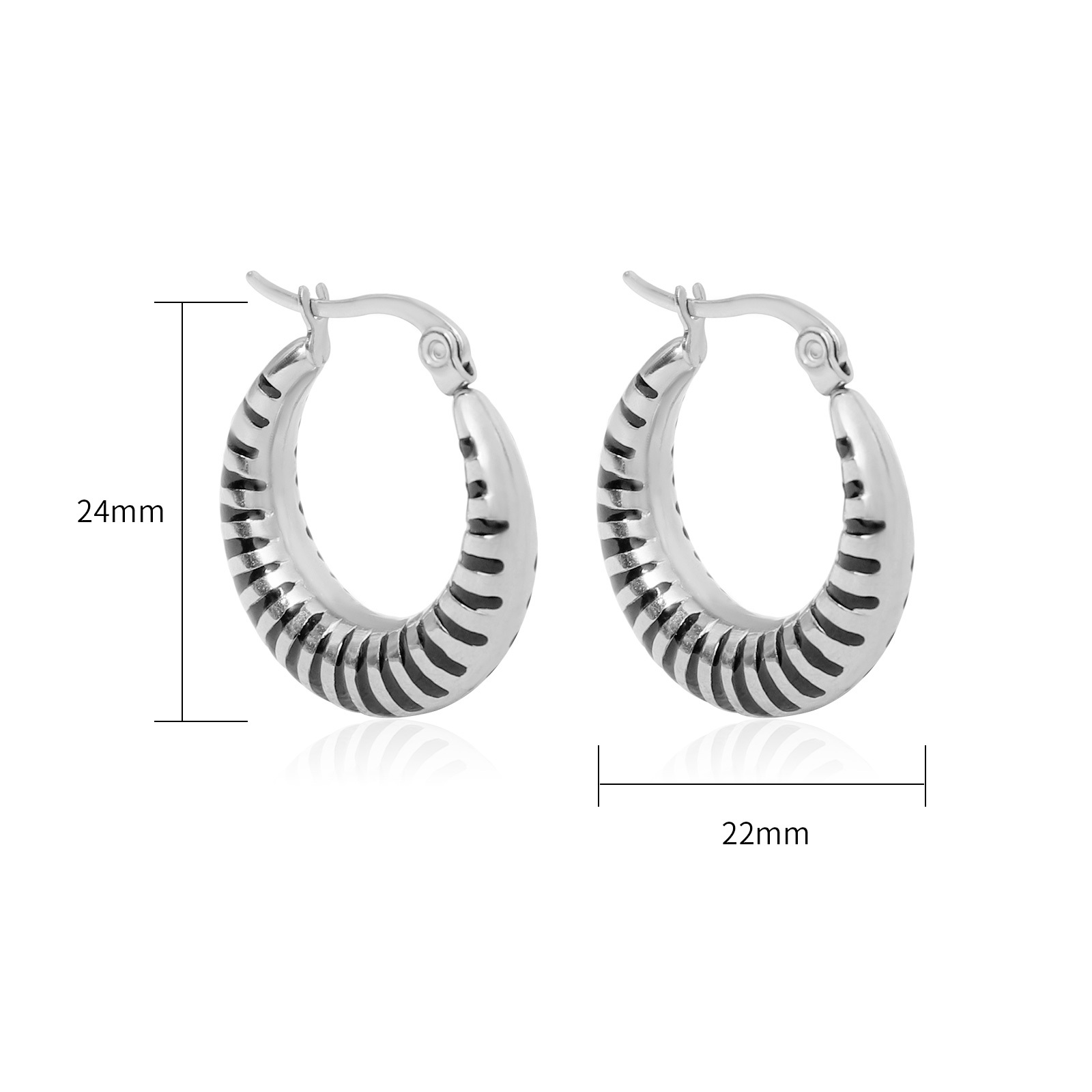Modern Design Striped Enamel Hoop Earrings