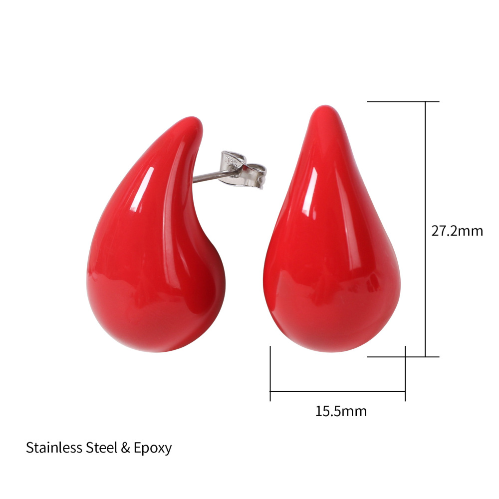 Bold Teardrop Stainless Steel Enamel Earrings
