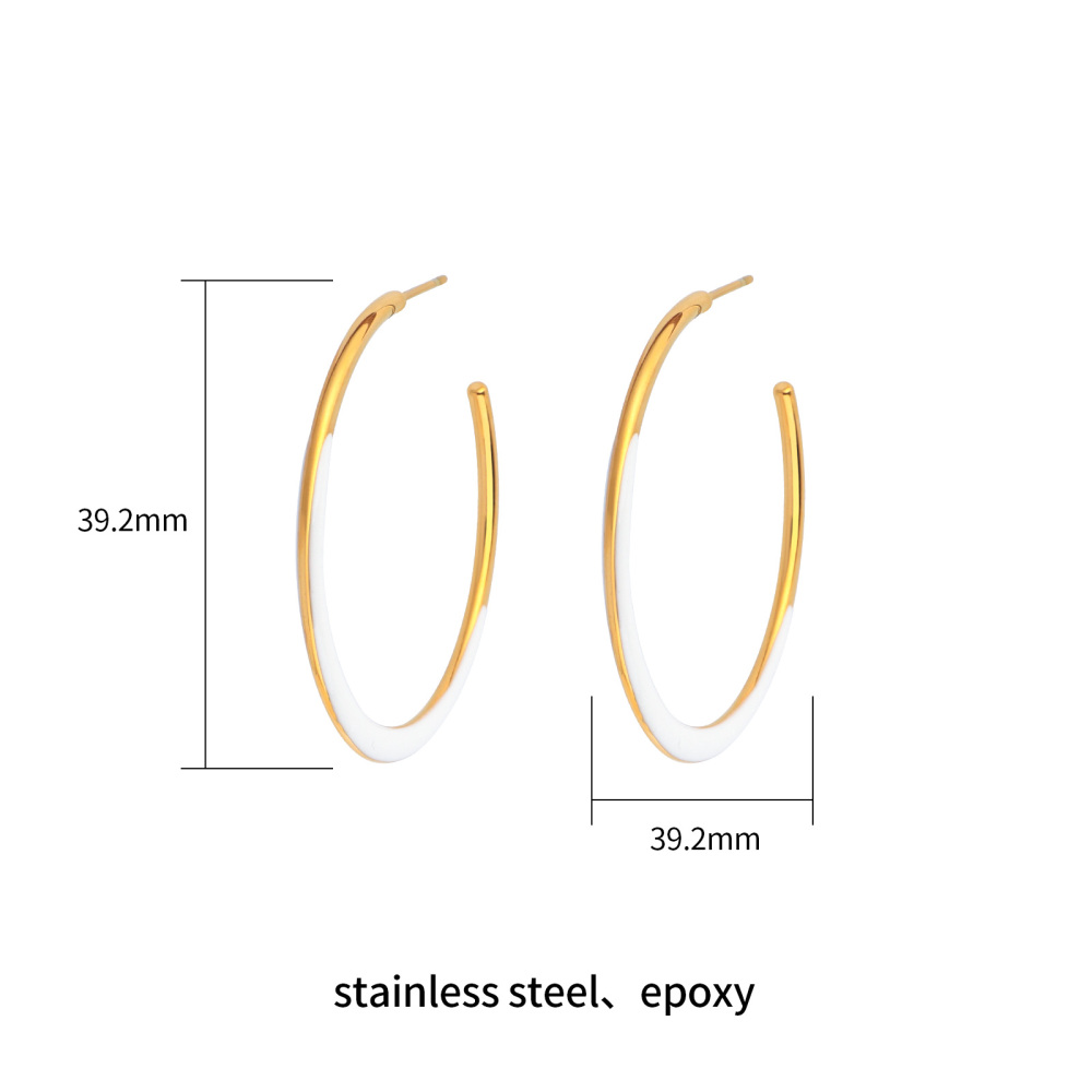 Minimalist Colorful Stainless Steel Enamel Hoop Earrings