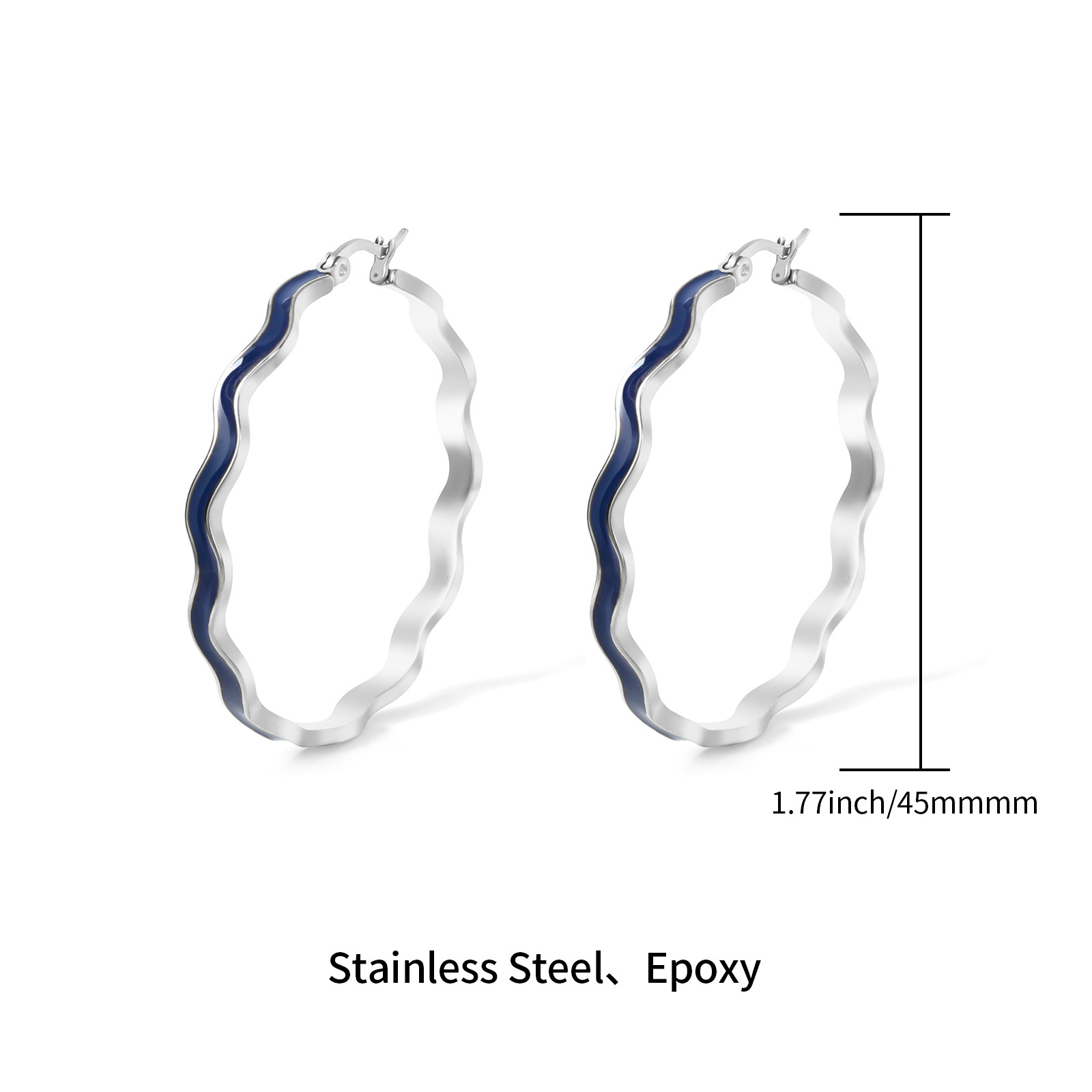 Wavy Stainless Steel Enamel Hoop Earrings