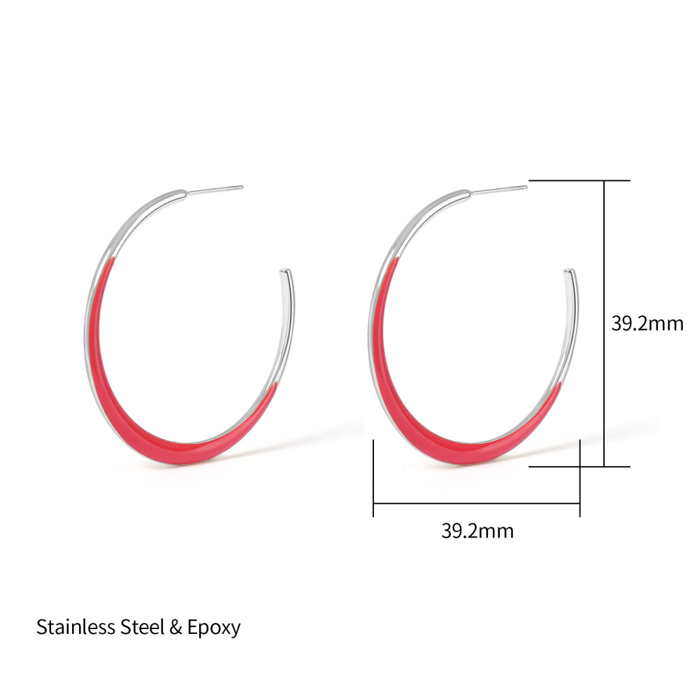 Minimalist Colorful Stainless Steel Enamel Hoop Earrings