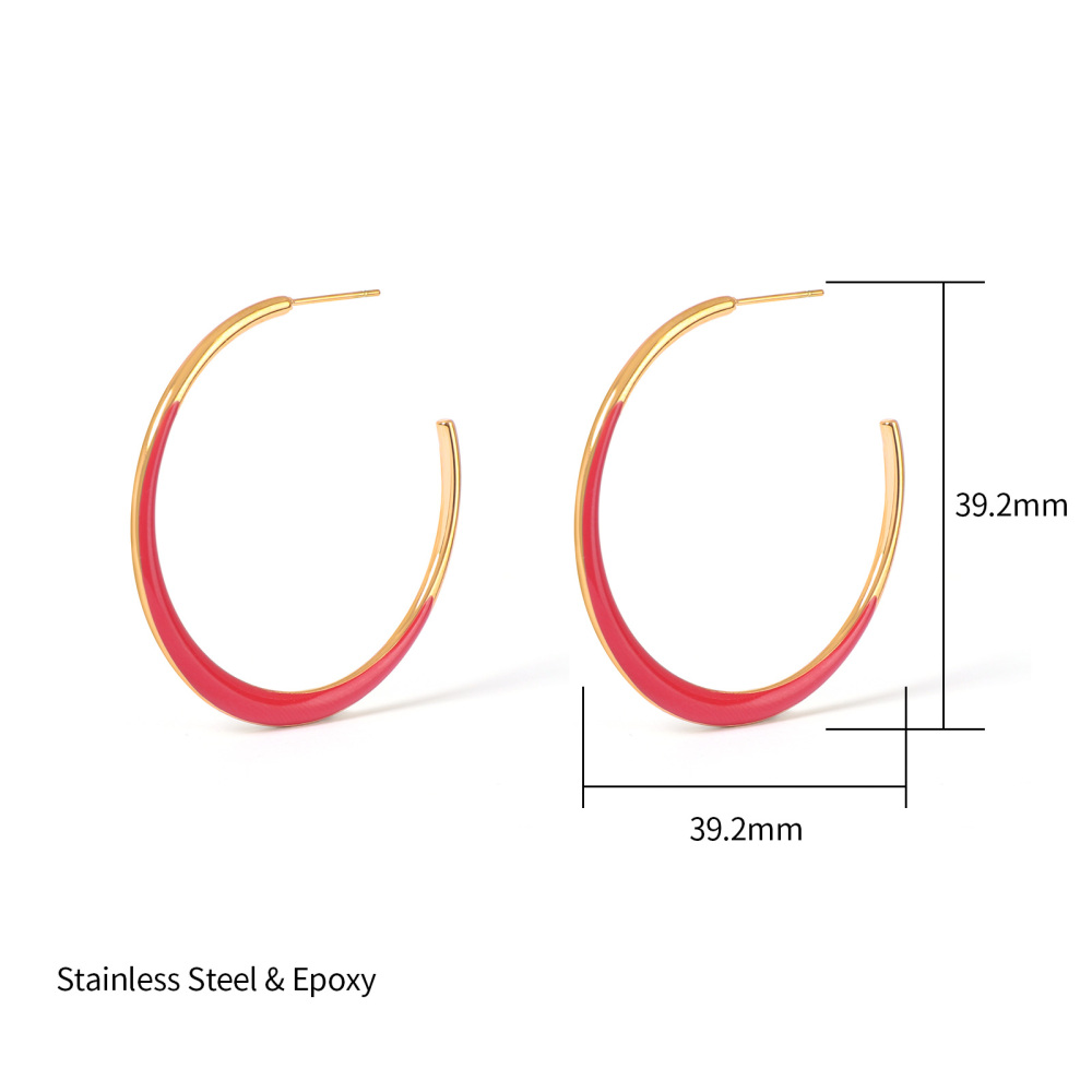 Minimalist Colorful Stainless Steel Enamel Hoop Earrings