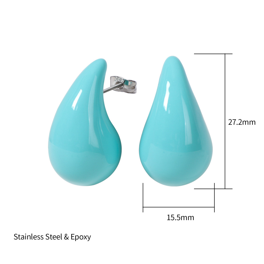 Bold Teardrop Stainless Steel Enamel Earrings
