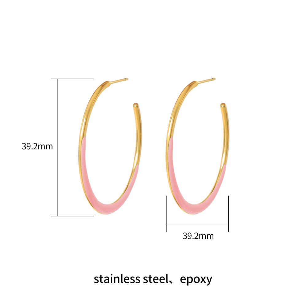 Minimalist Colorful Stainless Steel Enamel Hoop Earrings