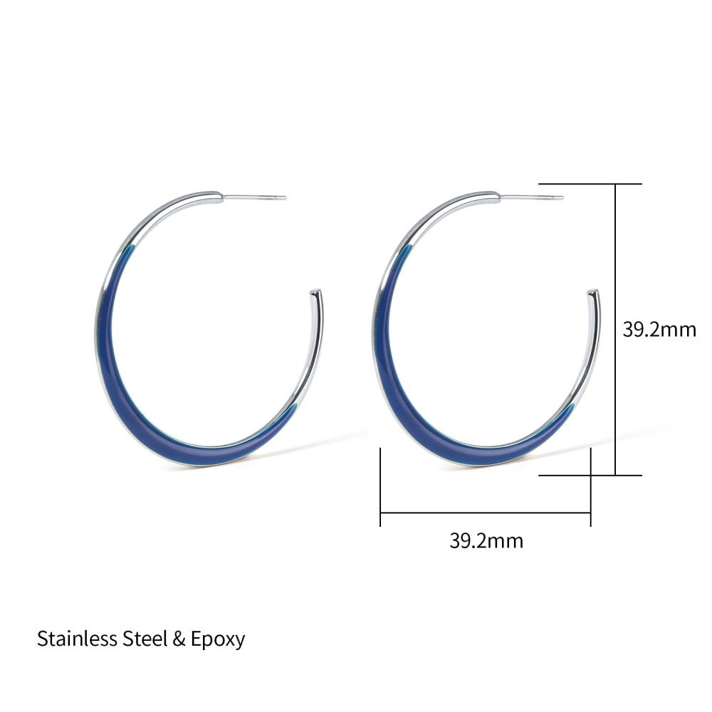 Minimalist Colorful Stainless Steel Enamel Hoop Earrings
