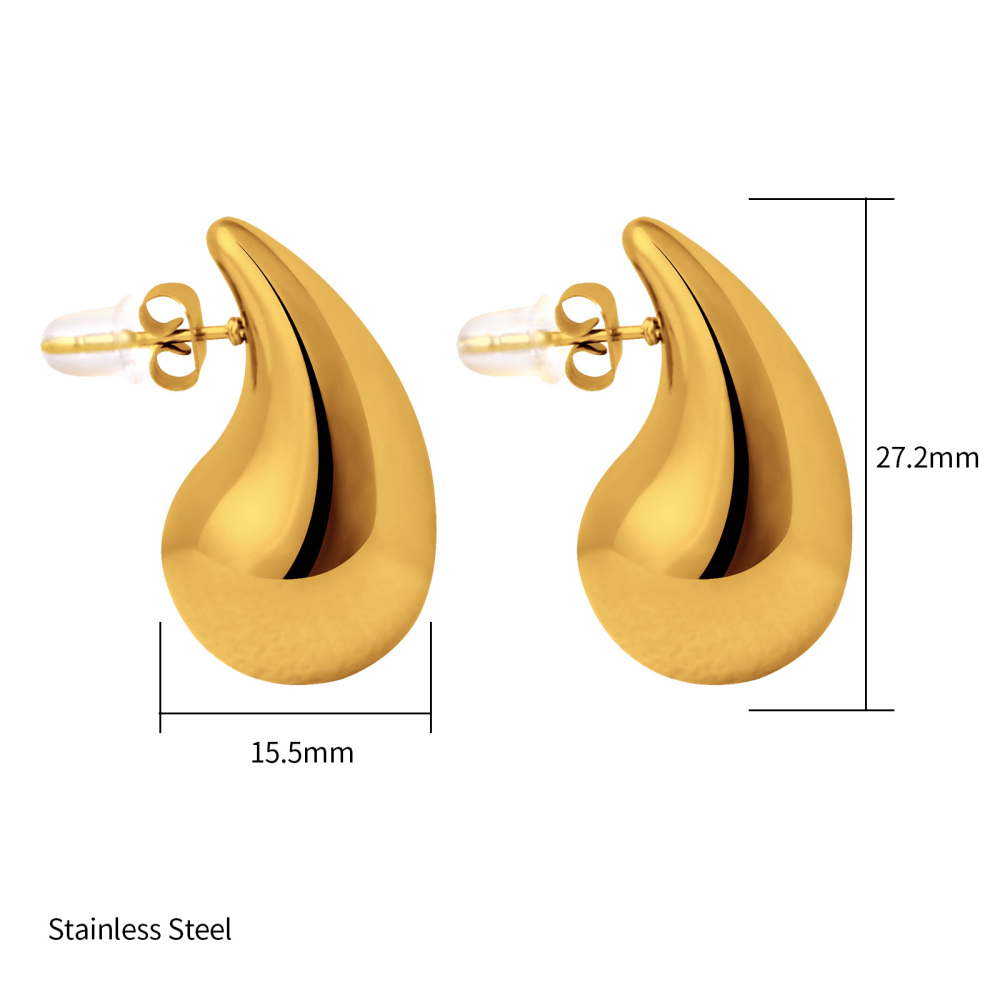 Bold Teardrop Stainless Steel Enamel Earrings