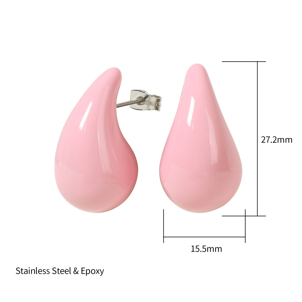 Bold Teardrop Stainless Steel Enamel Earrings