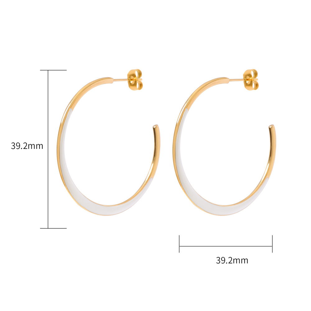 Minimalist Colorful Stainless Steel Enamel Hoop Earrings